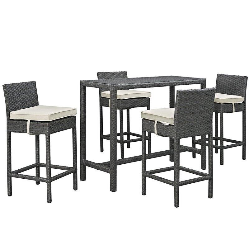 Tripp Rectangular 4 - Person 52'' Long Bar Height Dining Set with Cushions