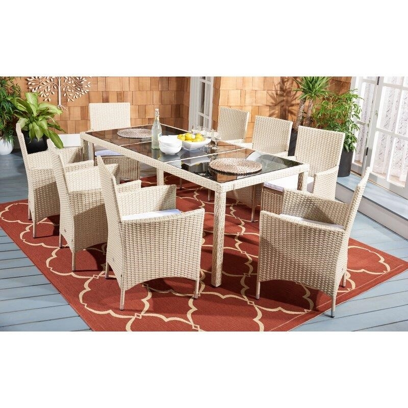 Hailee Rectangular 8 - Person 76.8'' Long Dining Set with Cushions