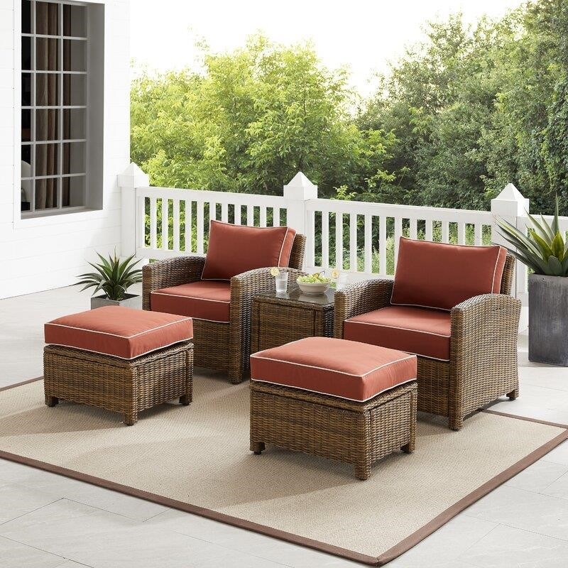 Kestner Wicker/Rattan 2 - Person Seating Group with Cushions