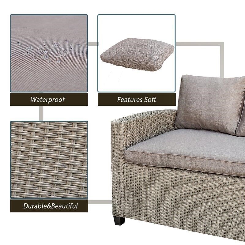 Delia 3 - Piece Rattan Seating Group with Cushions