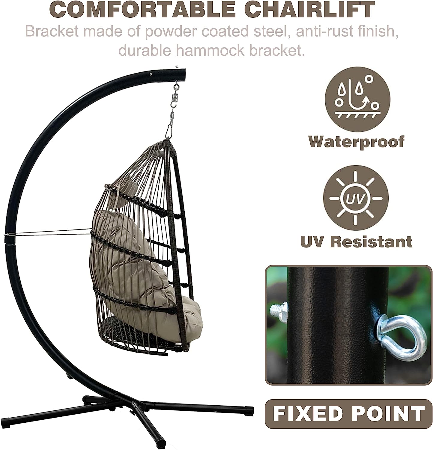 Hanging Swing Chair Egg Chair Hammock Chair Basket Chair UV Resistant Cushion with Stand for Indoor Bedroom Outdoor Garden Backyard,Blue