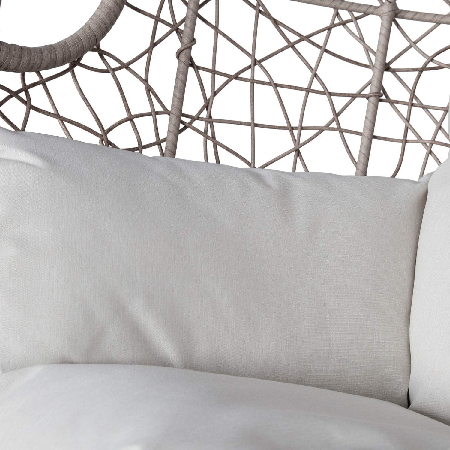 Ulax Furniture Outdoor Wicker Hanging Chair Indoor Swing Egg Chair with Stand Patio Rattan Hammock Basket Chair with Soft Deep Fluffy Cushion