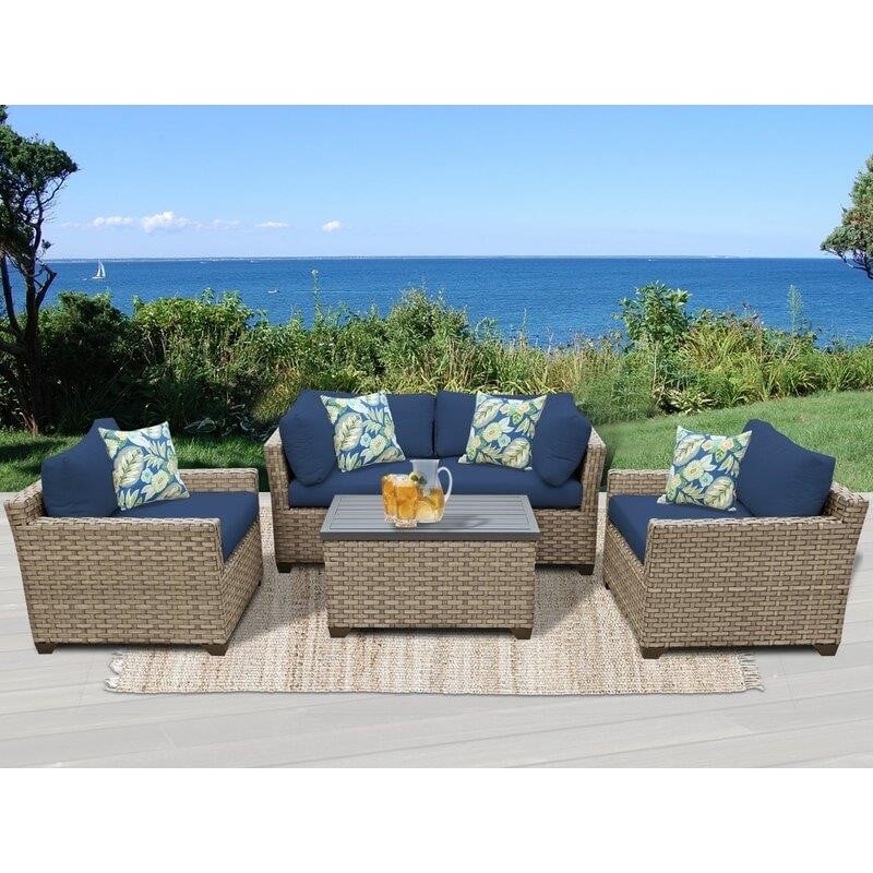 Rochford Wicker/Rattan 4 - Person Seating Group with Cushions