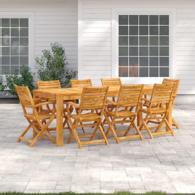 Decastro Rectangular 8 - Person 87'' Long Teak Dining Set