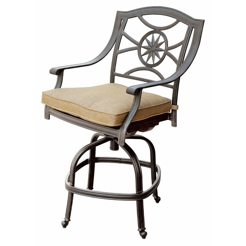 Carrow Round 4 - Person 42'' Long Aluminum Bar Height Dining Set with Cushions