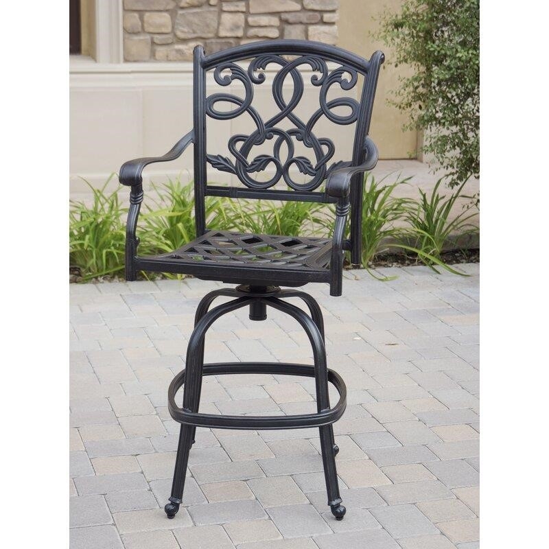 Charlemont Round 4 - Person 42'' Long Aluminum Bar Height Dining Set with Cushions