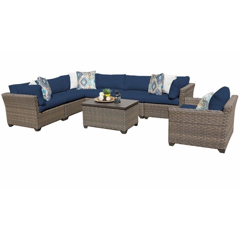 Rochford Wicker/Rattan 7 - Person Seating Group with Cushions