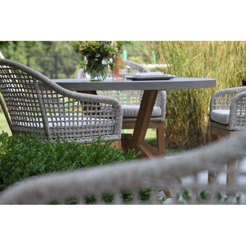 Hayden Round 4 - Person 52'' Long Teak Dining Set with Cushions