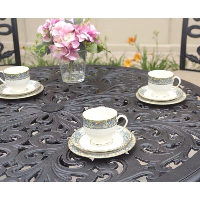 Lebanon Round 4 - Person 42'' Long Aluminum Bar Height Dining Set with Cushions