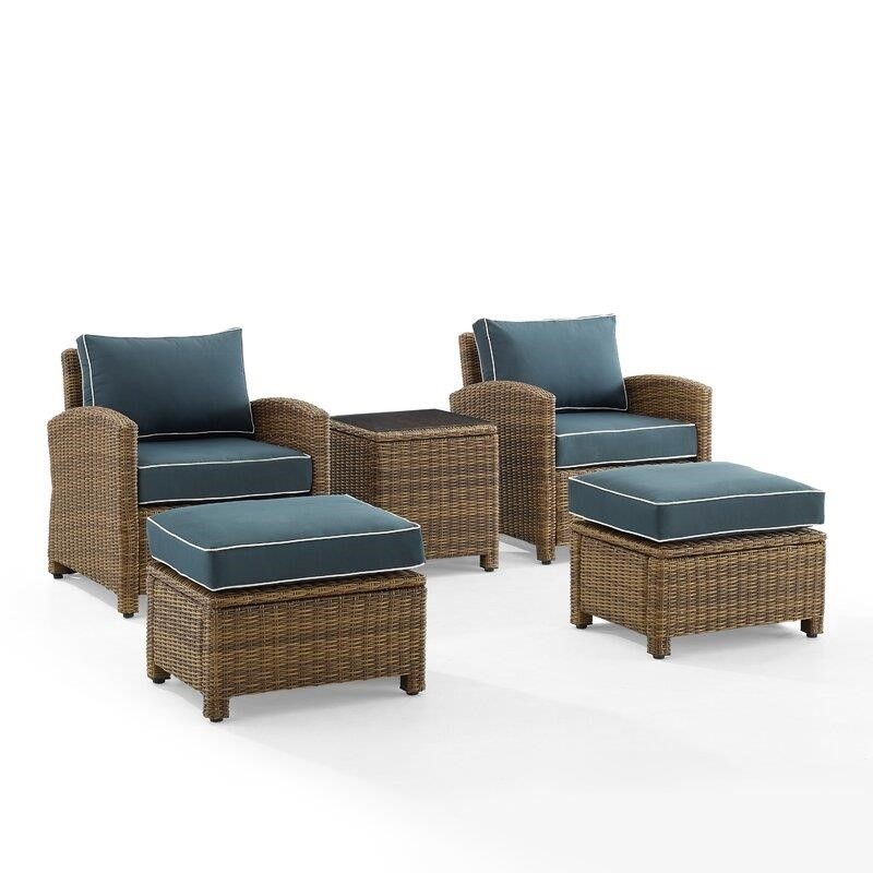 Kestner Wicker/Rattan 2 - Person Seating Group with Cushions