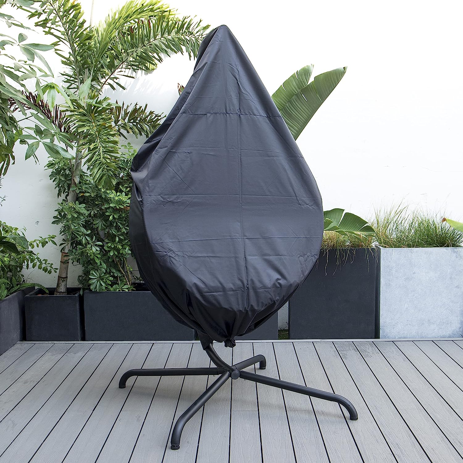 in Door Outdoor Patio Wicker Hanging Chair Swing Chair Patio Egg Chair UV Resistant Beige Cushion Aluminum Frame (Brown)