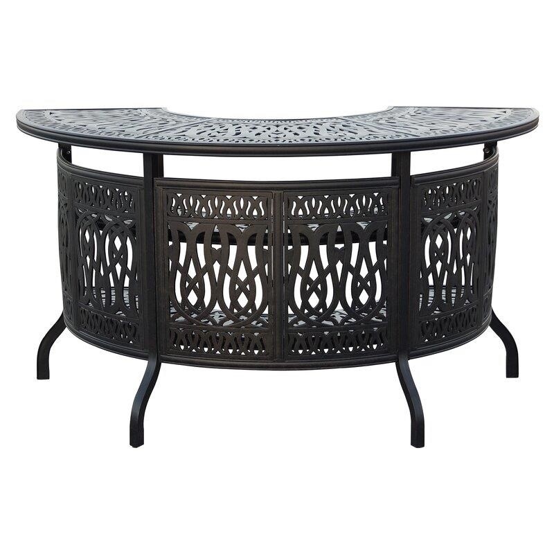 Keyes Half Round 4 - Person 36.5'' Long Aluminum Bar Height Dining Set with Cushions