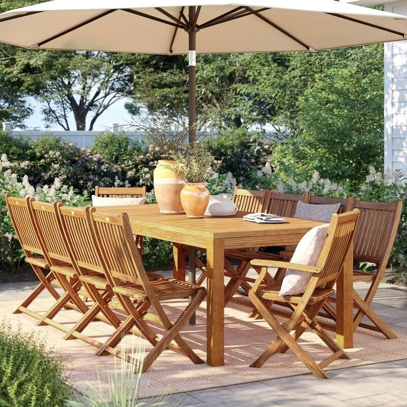 Decastro Rectangular 10 - Person 87'' Long Teak Dining Set