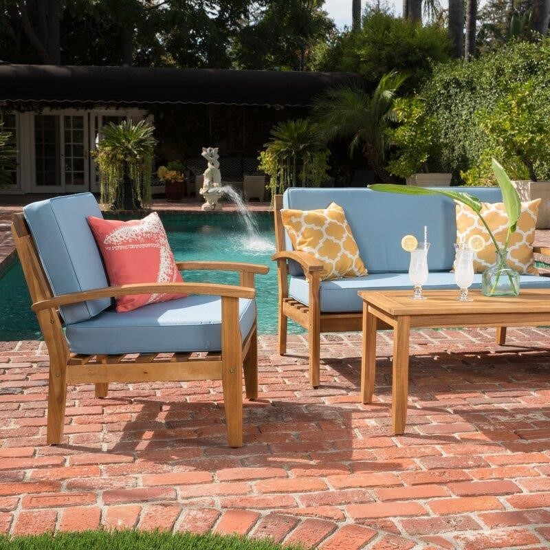 Juno Solid Wood 4 - Person Seating Group with Cushions