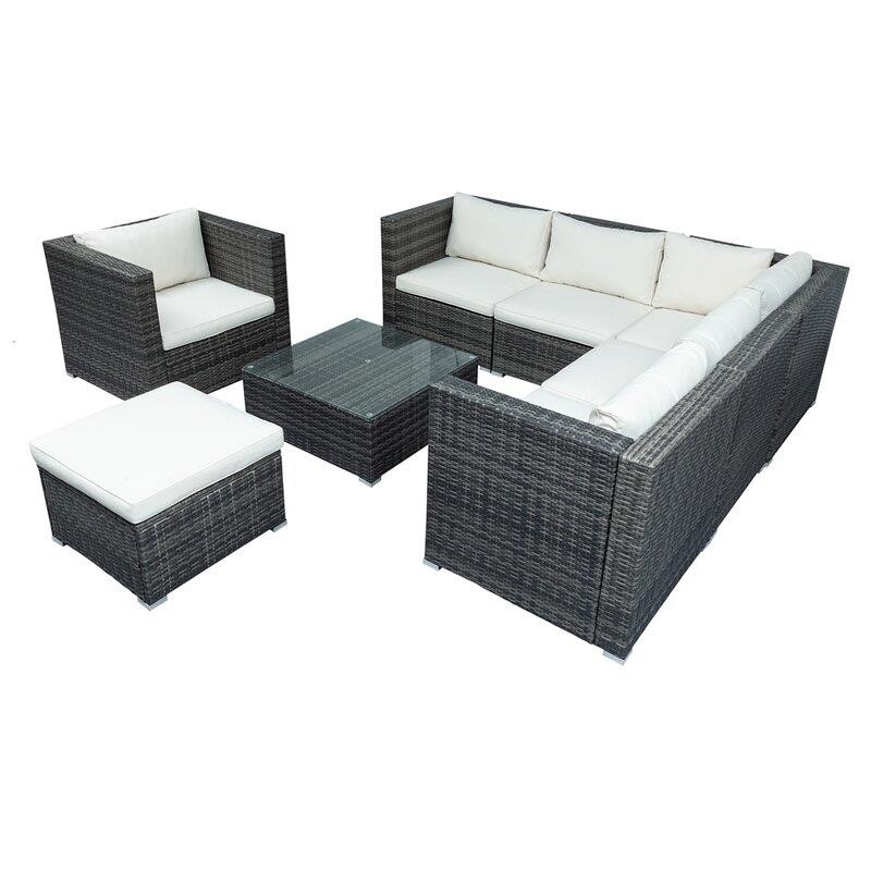 Woodside Wicker/Rattan 7 - Person Seating Group with Cushions