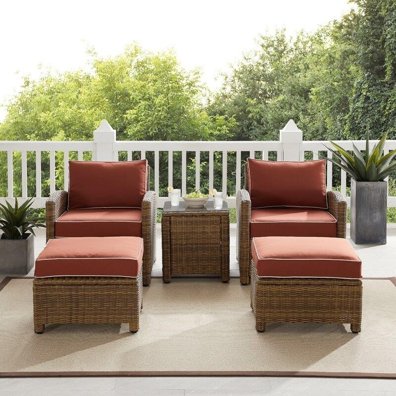 Kestner Wicker/Rattan 2 - Person Seating Group with Cushions