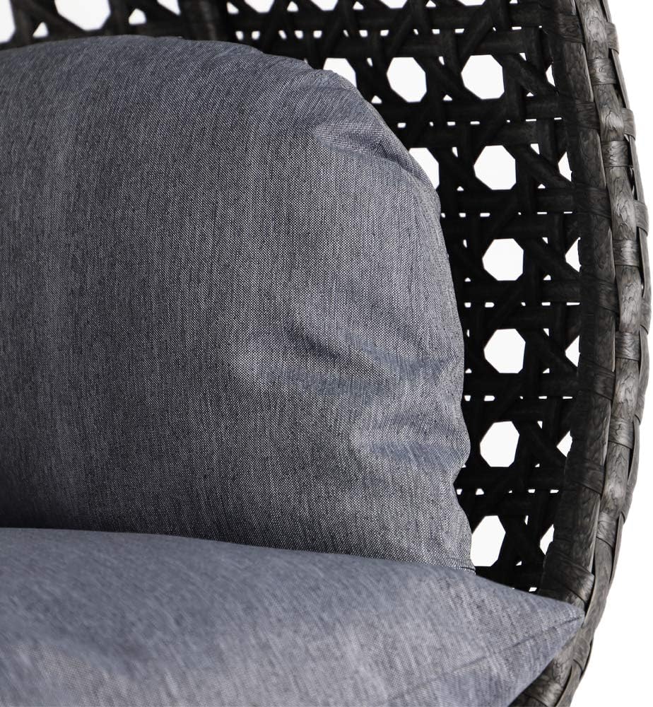 LeisureMod 2 Person Hanging Double Swing Chair, X-Large Wicker Rattan Egg Chair with Stand and Cushion for Indoor Outdoor Patio Garden (Light Green)