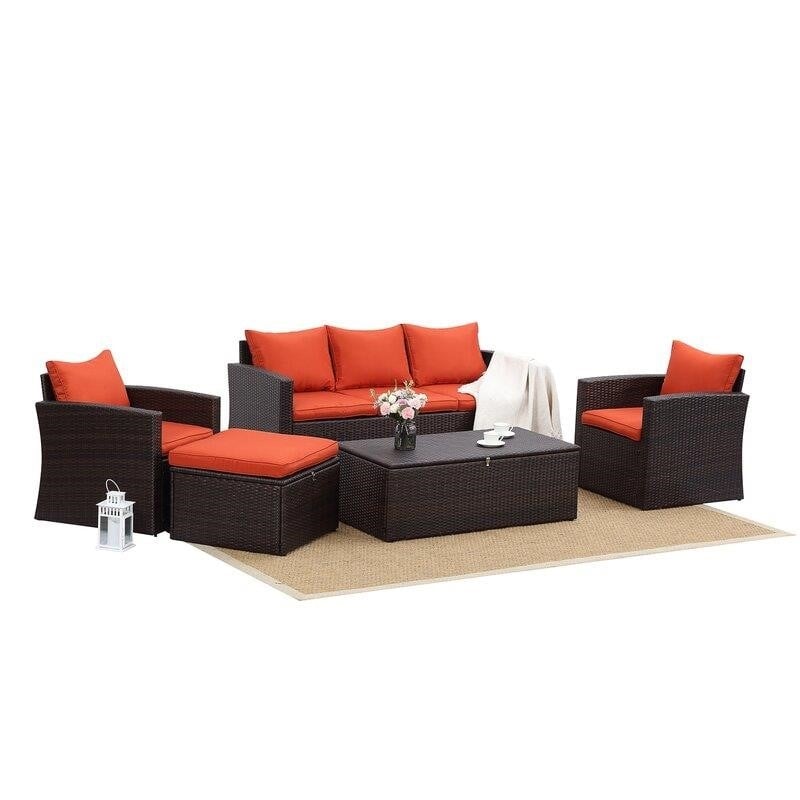 Connor Wicker/Rattan 6 - Person Seating Group with Cushions