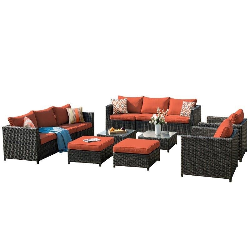 Cassville Wicker/Rattan 8 - Person Seating Group with Cushions