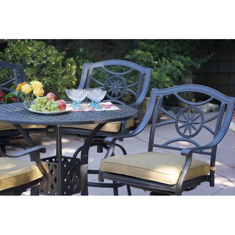 Thompsontown Round 4 - Person 42'' Long Aluminum Bar Height Dining Set with Cushions