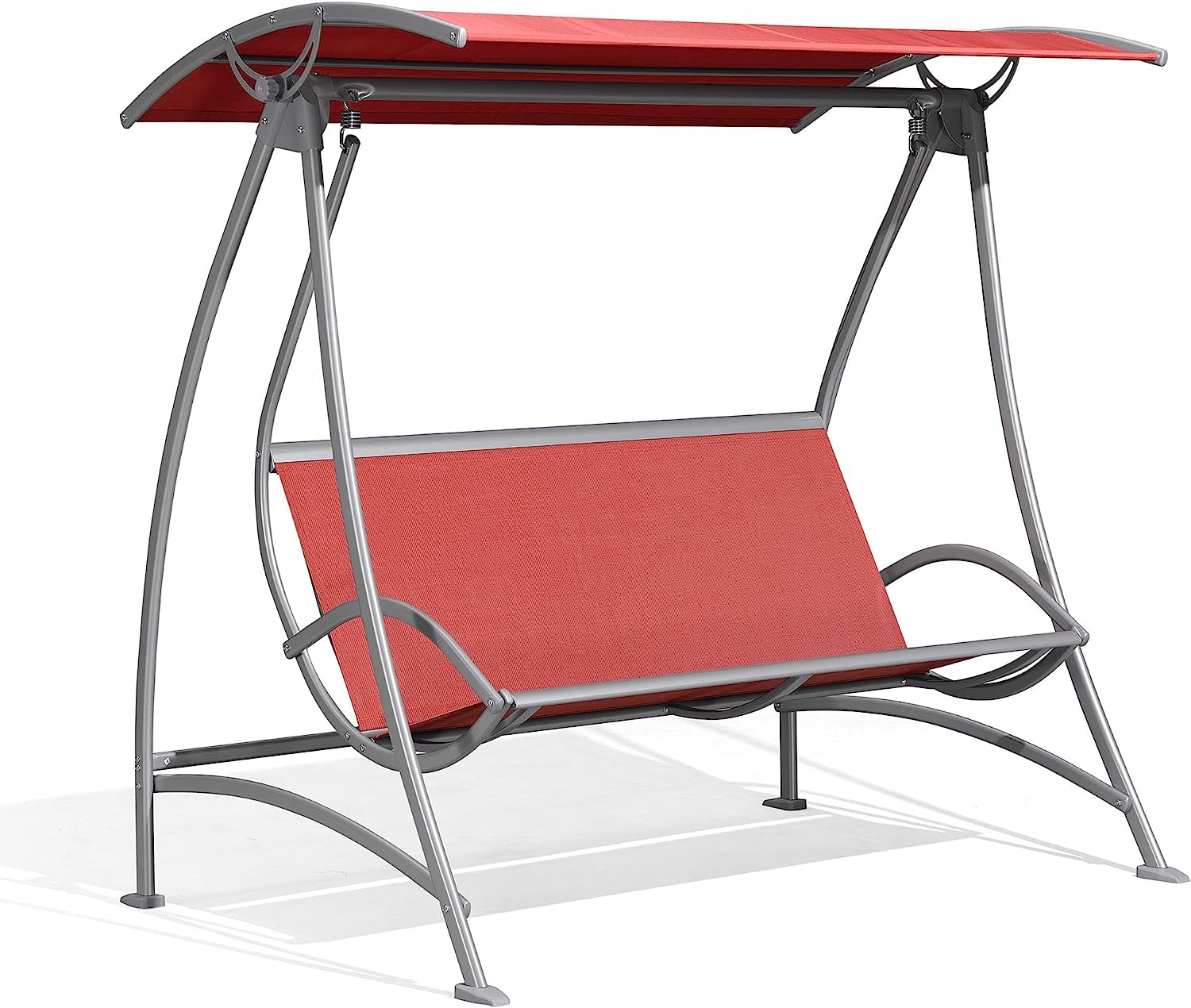 PURPLE LEAF 2-Seat Deluxe Outdoor Patio Porch Swing with Weather Resistant Steel Frame, Adjustable Tilt Canopy, Beige