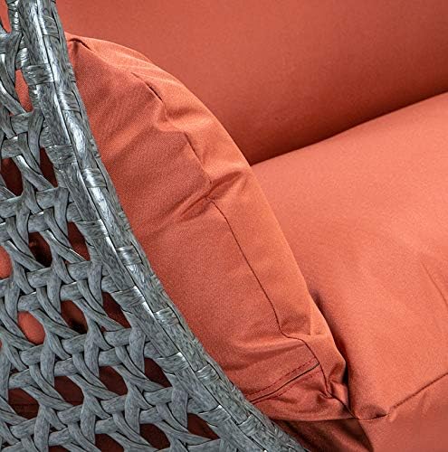 LeisureMod 2 Person Hanging Double Swing Chair, X-Large Wicker Rattan Egg Chair with Stand and Cushion for Indoor Outdoor Patio Garden (Light Green)