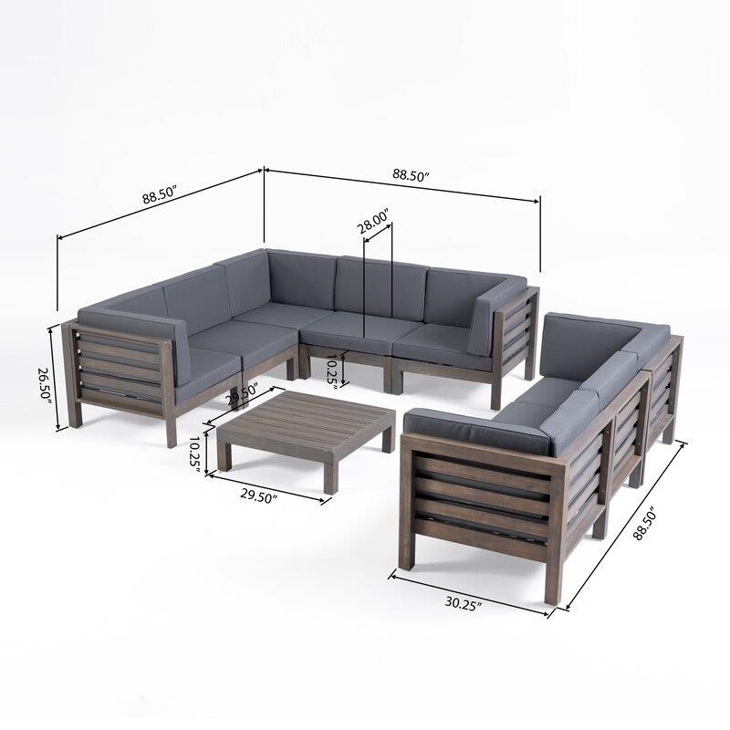 Patson Solid Wood 7 - Person Seating Group with Cushions