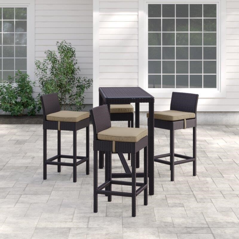 Brentwood Rectangular 4 - Person 52'' Long Bar Height Dining Set with Cushions