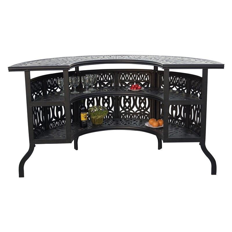 Keyes Half Round 4 - Person 36.5'' Long Aluminum Bar Height Dining Set with Cushions