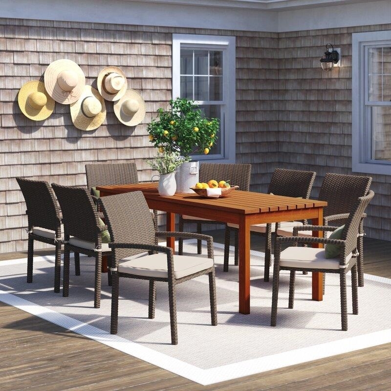 Decastro Rectangular 8 - Person 82.5'' Long Dining Set with Cushions