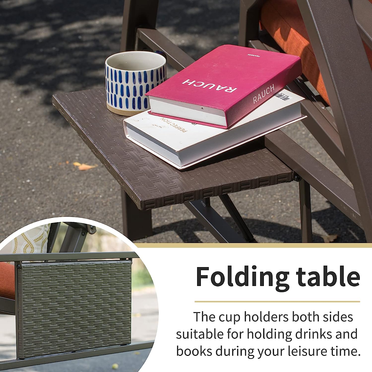 Domi 3-Seat Patio Swing Chair, Outdoor Porch Swing with Adjustable Canopy and Durable Steel Frame, Patio Swing Glider for Garden, Deck, Porch, Backyard