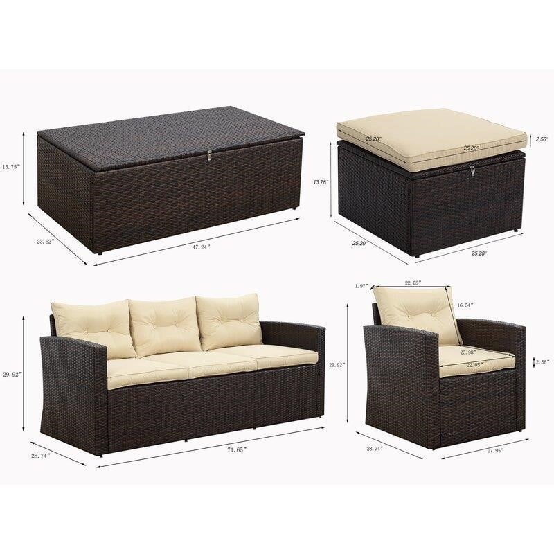 Connor Wicker/Rattan 6 - Person Seating Group with Cushions