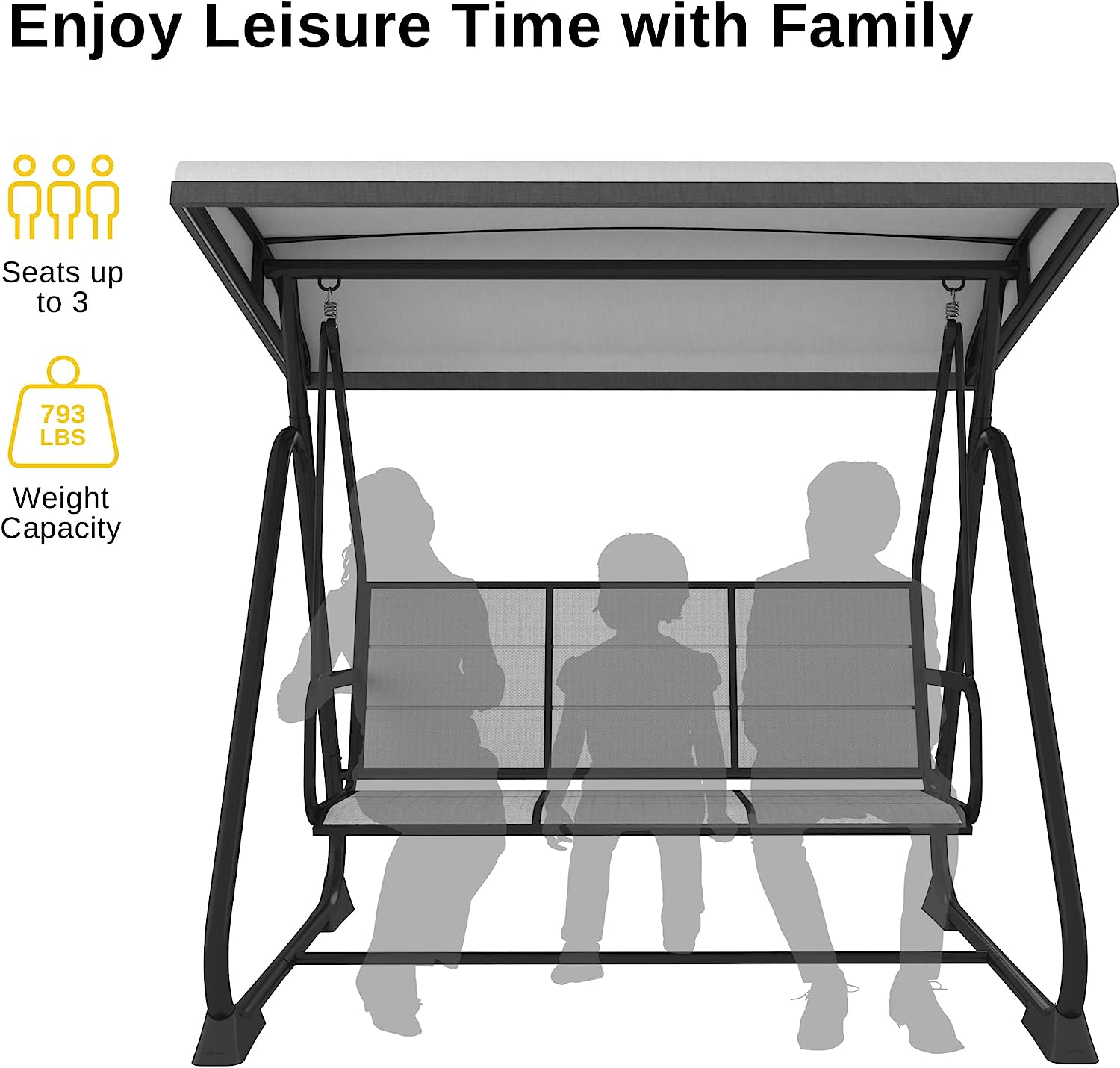 EAST OAK 2-Person Outdoor Patio Swing Chair with Adjustable Canopy, Porch Swing with Comfortable and Breathable Seats, Independent Swing Chairs for Garden, Balcony, Backyard, Chestnut Brown