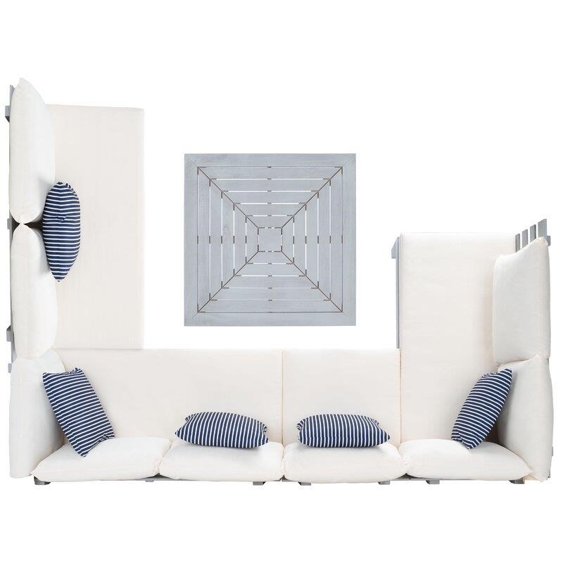 Greta Solid Wood 5 - Person Seating Group with Cushions