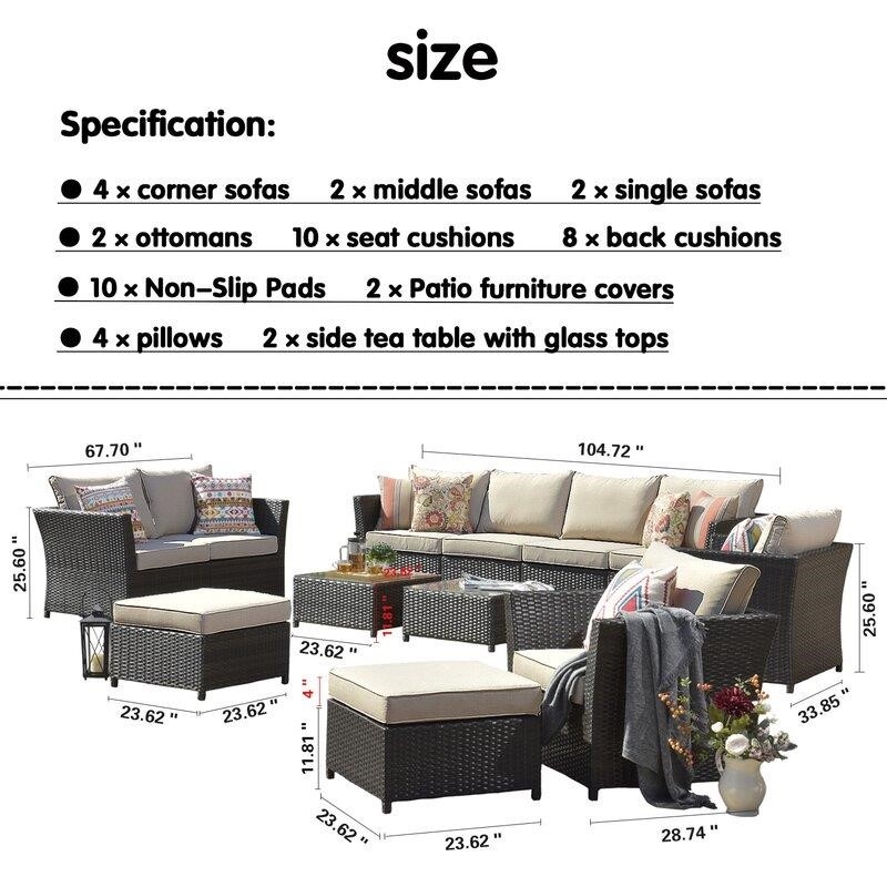 Wicker/Rattan 8 - Person Seating Group with Cushions
