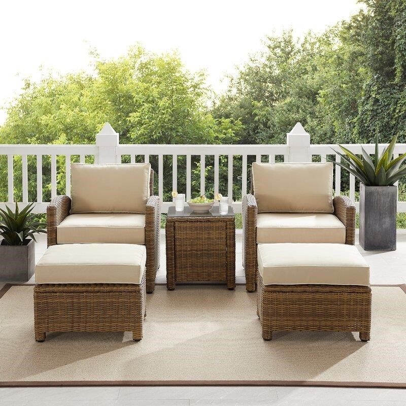 Kestner Wicker/Rattan 2 - Person Seating Group with Cushions