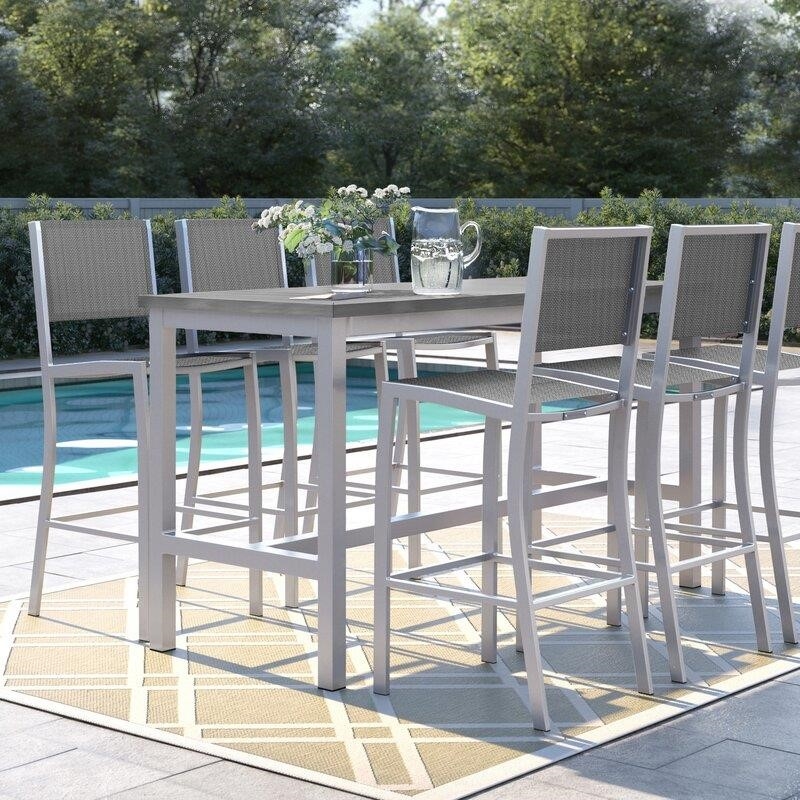 Mckinnon Rectangular 6 - Person 73'' Long Aluminum Bar Height Dining Set