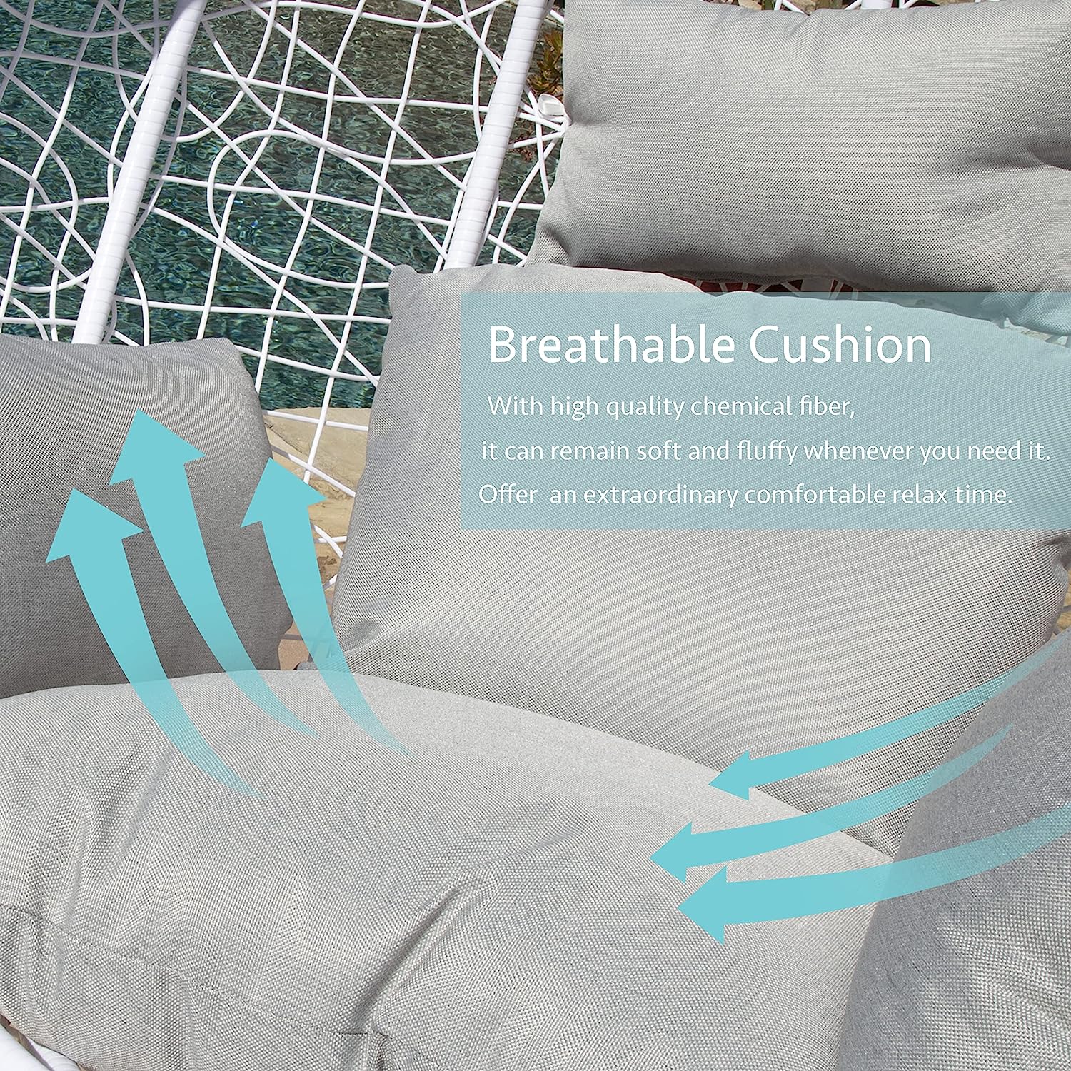 J.M.Deco Porch Swing Chair with Stand, Cushion & Pillow, Goldden Egg Rattan Wicker Swing Hanging Chair, Hammock Chair for Indoor, Outdoor, Garden, Backyard & Patio