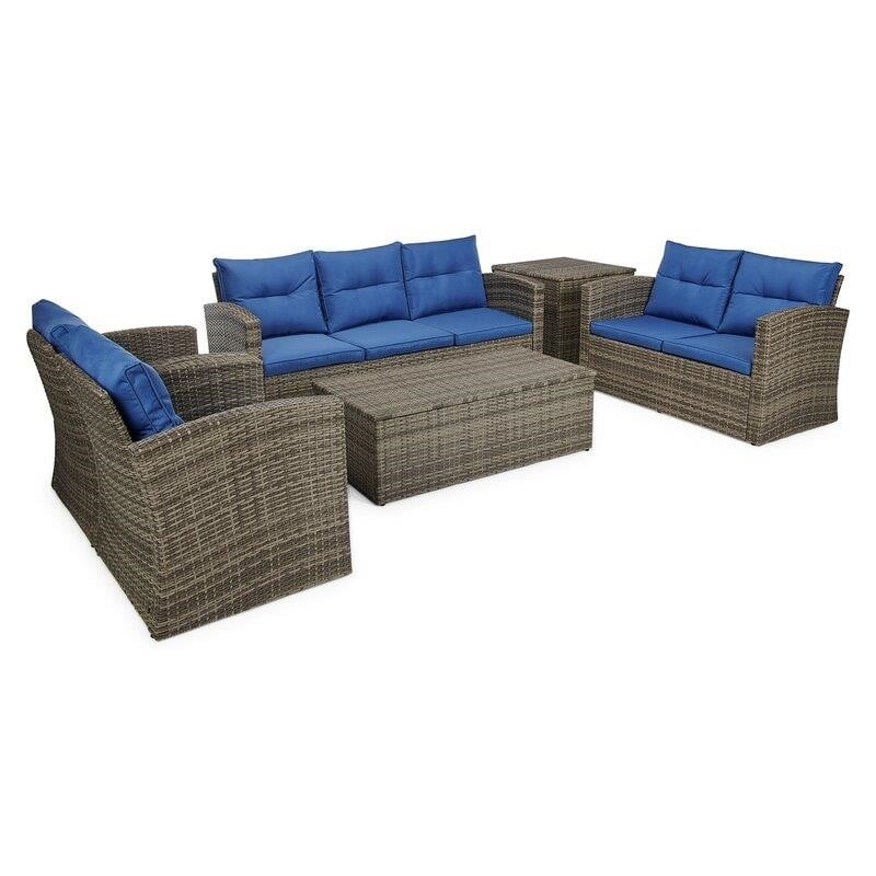 Andreau 6 Piece Rattan Sofa Seating Group with Cushions
