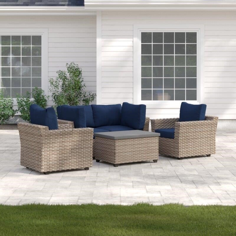 Rochford Wicker/Rattan 4 - Person Seating Group with Cushions