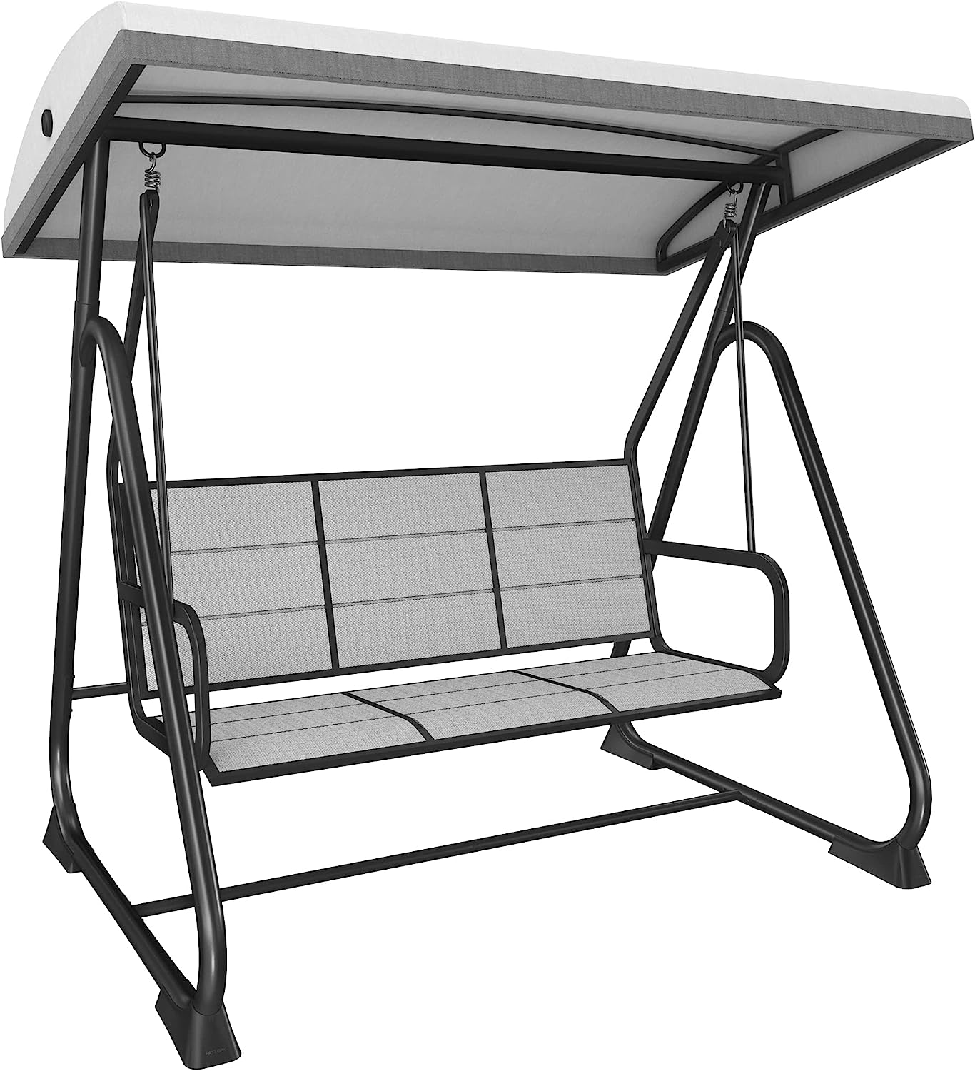 EAST OAK 3-Person Outdoor Patio Swing Chair with Adjustable Canopy, Porch Swing with Comfortable and Breathable Seats, Outdoor Swing Chairs for Garden, Balcony, Backyard, Charcoal Black