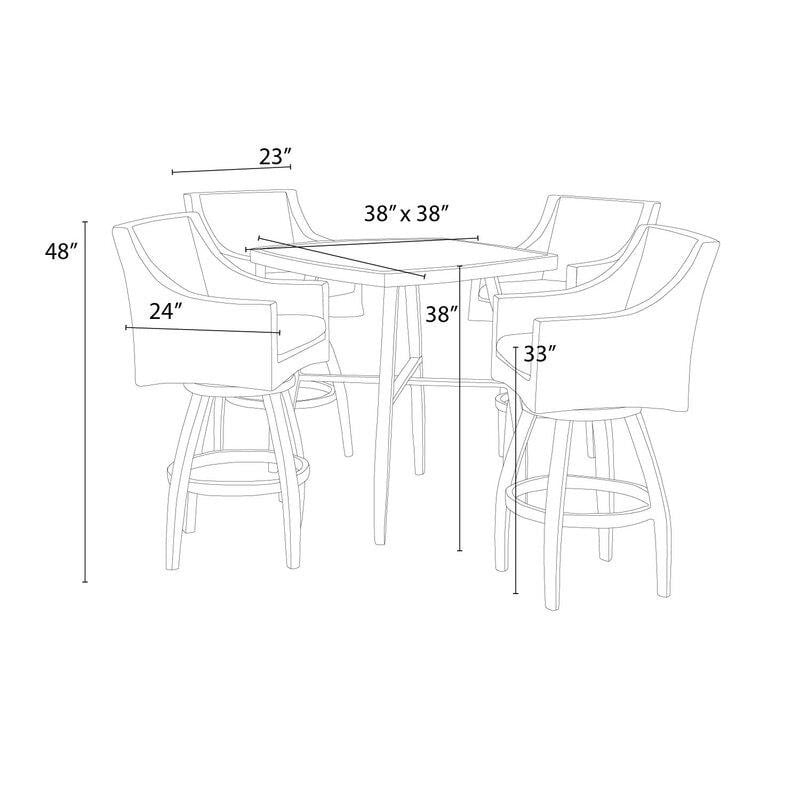 Northridge Square 4 - Person 38'' Long Bar Height Dining Set with Cushions