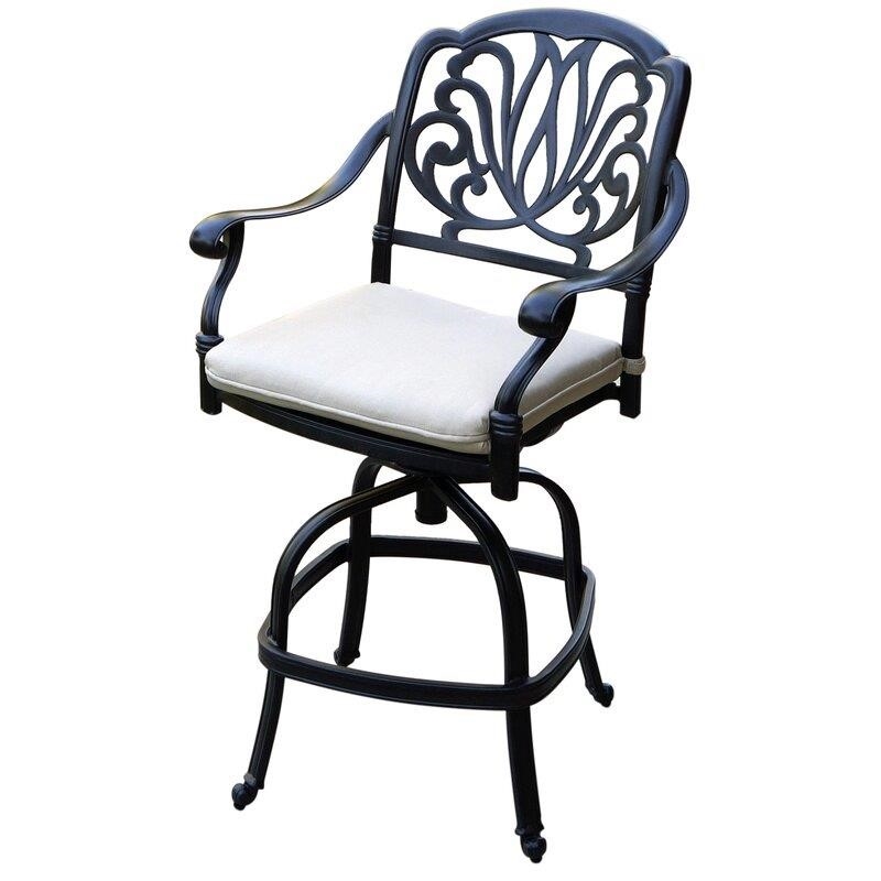 Keyes Half Round 4 - Person 36.5'' Long Aluminum Bar Height Dining Set with Cushions