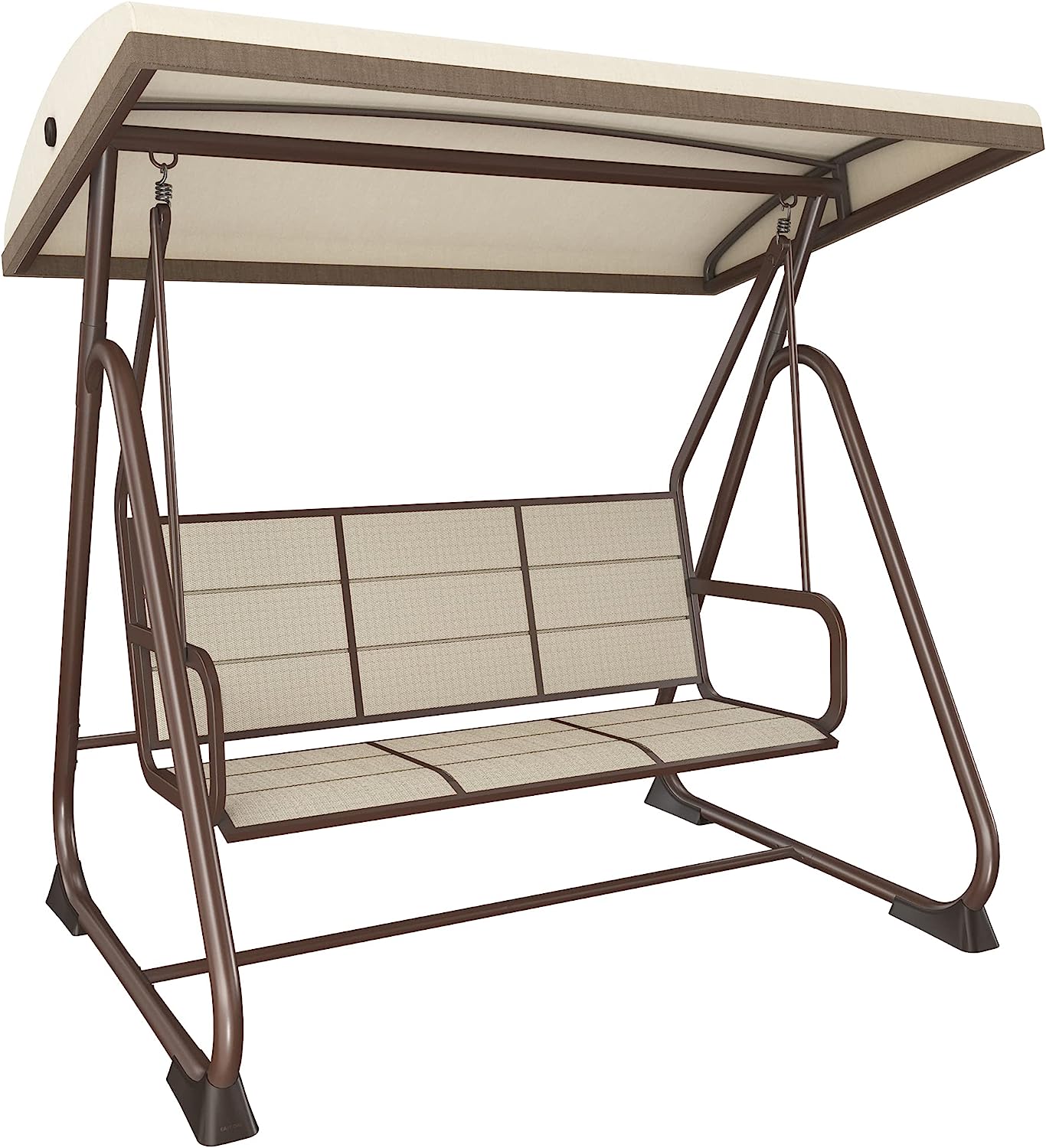 EAST OAK 3-Person Outdoor Patio Swing Chair with Adjustable Canopy, Porch Swing with Comfortable and Breathable Seats, Outdoor Swing Chairs for Garden, Balcony, Backyard, Charcoal Black