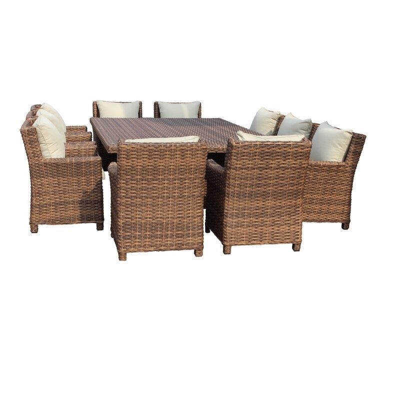 Dutil Rectangular 10 - Person 90.5'' Long Dining Set with Cushions