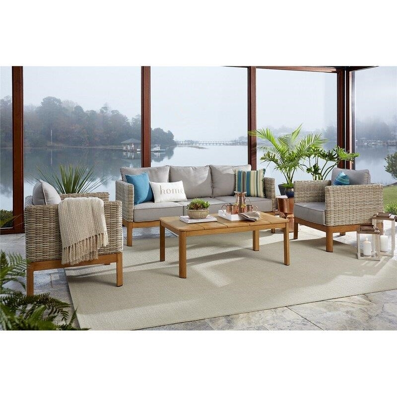 Centerview Wicker/Rattan 5 - Person Seating Group with Cushions