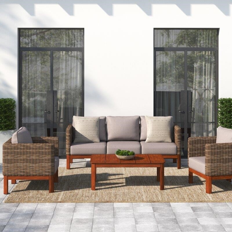 Centerview Wicker/Rattan 5 - Person Seating Group with Cushions