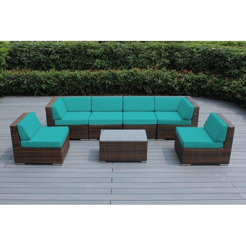 Barneveld Wicker/Rattan 6 - Person Seating Group with Cushions