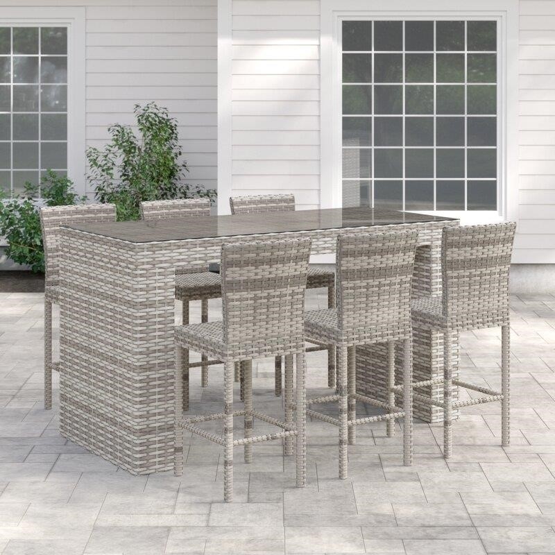 Falmouth Rectangular 6 - Person 76'' Long Bar Height Dining Set