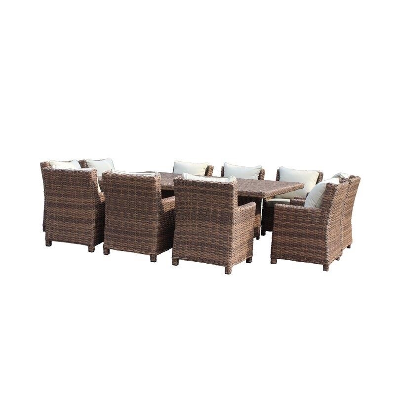 Dutil Rectangular 10 - Person 90.5'' Long Dining Set with Cushions